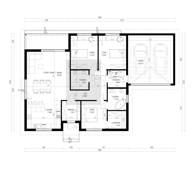 LAGOMHUS MODEL Model S+G2 Rzut parter