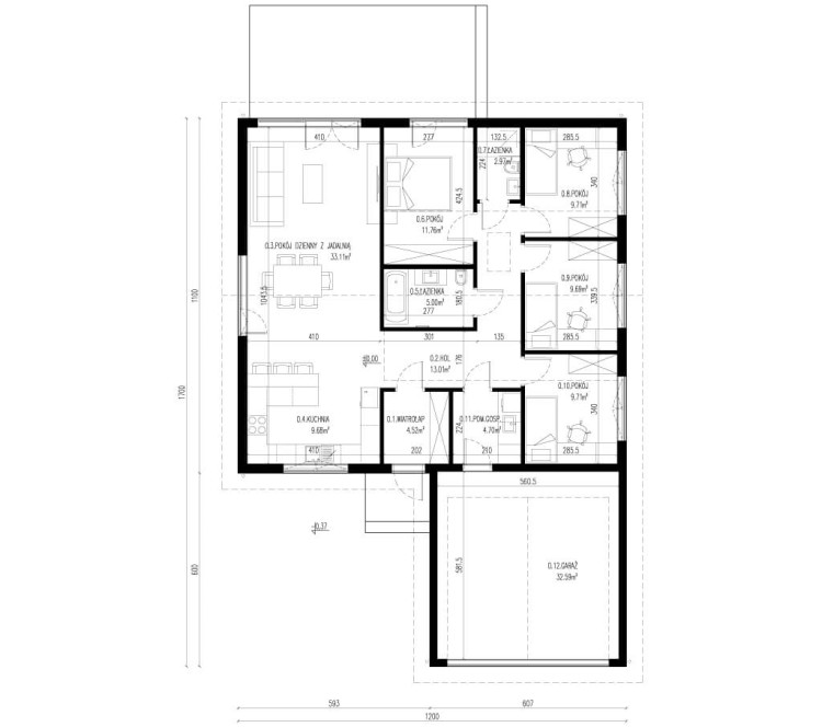 LAGOMHUS MODEL Model L+G2  Rzut Parter