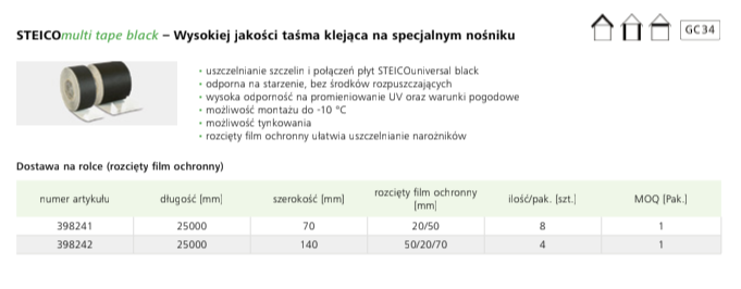 tabela rozmiarów STEICO black tape